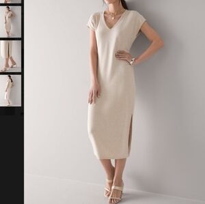 WHBM Easy T-Shirt Dress - Cream Heather - XXS